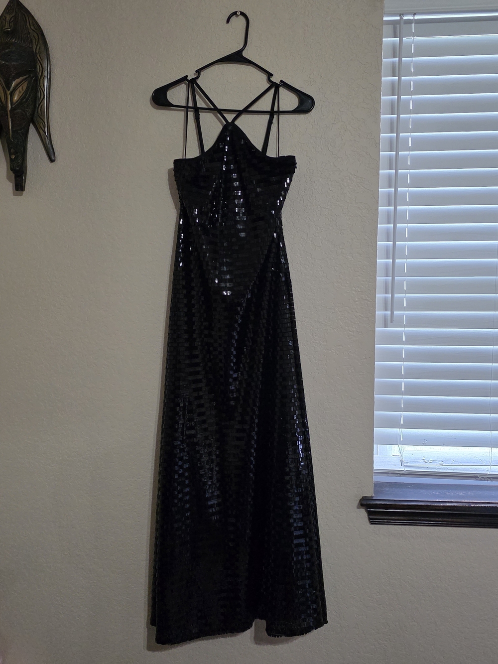 Le' AL.X Sequin Halter Neck Sleeveless Shift Slip Floor Length Dress